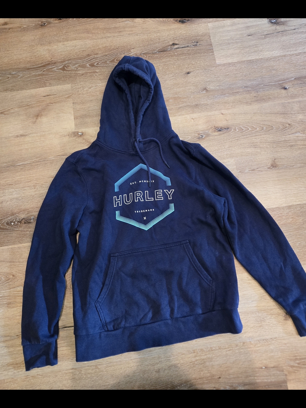 Hurley Navy Crewneck Hoodie with Teal Logo